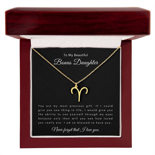 To My Beautiful Bonus Daughter | Zodiac Symbol Necklace