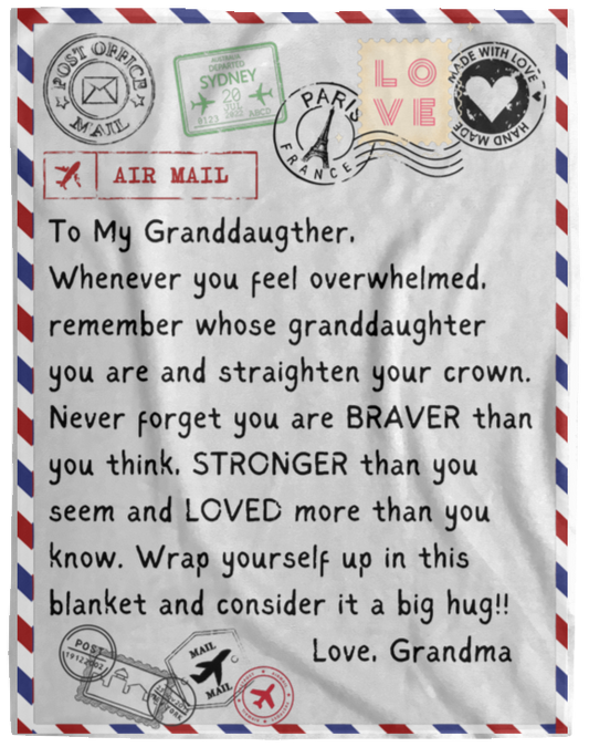 To My Granddaughter - VPL Cozy Plush Fleece Blanket - 60x80