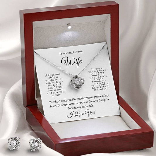 To My Smokin' Hot Wife | Love Knot Earring & Necklace Set