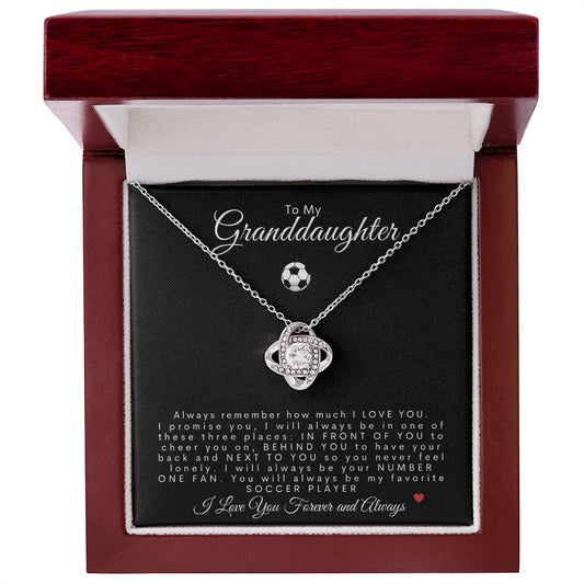 To My Granddaughter | Love Knot Necklace | Soccer