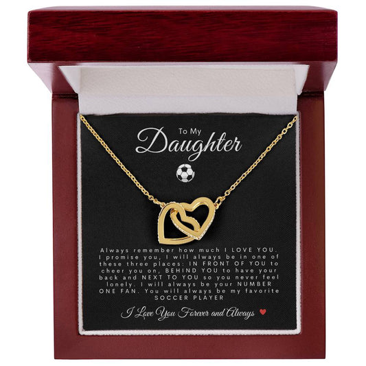 To My Daughter | Interlocking Hearts Necklace | Soccer