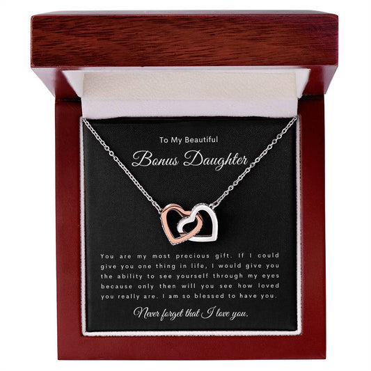 To My Beautiful Bonus Daughter | Interlocking Hearts Necklace