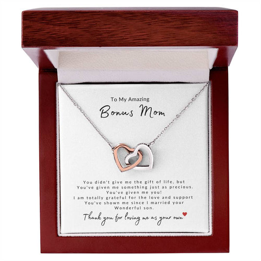 To My Amazing Bonus Mom | Interlocking Hearts Necklace | Daughter-In-Law