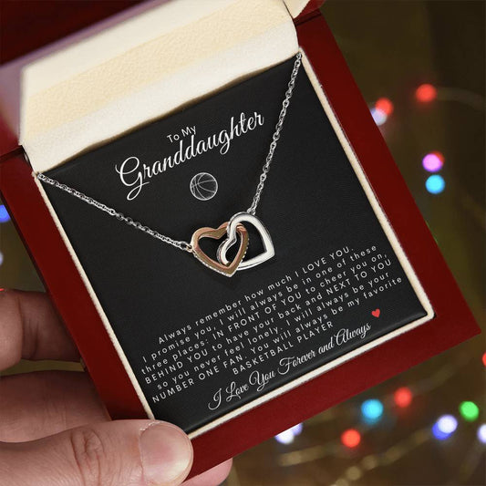 To My Granddaughter | Interlocking Hearts Necklace | Basketball