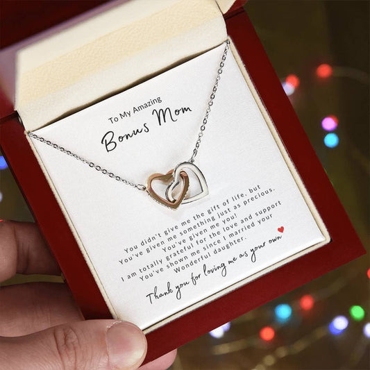 To My Amazing Bonus Mom | Interlocking Hearts Necklace | Son-In-Law