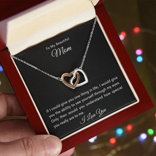 To My Beautiful Mom | Interlocking Hearts Necklace