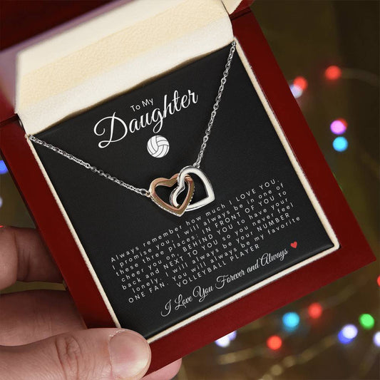 To My Daughter | Interlocking Hearts Necklace | Volleyball