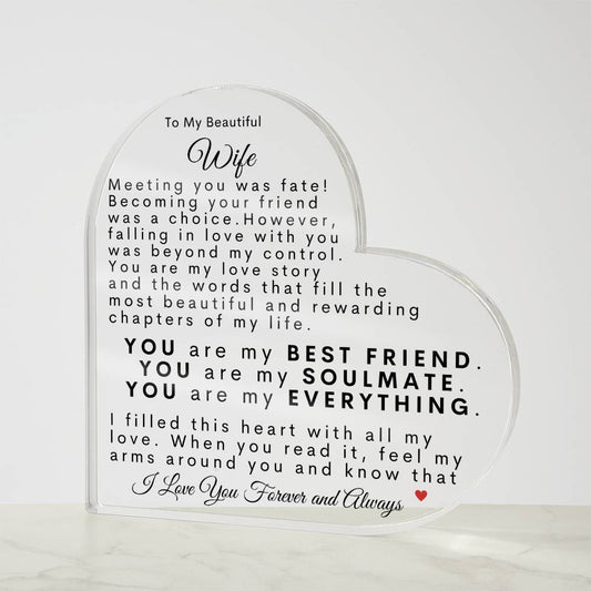 To My Beautiful Wife | Acrylic Heart Plaque