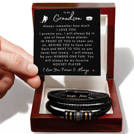 To My Grandson | Love You Forever Bracelet | Hockey