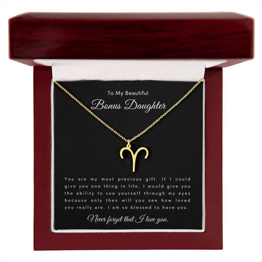 To My Beautiful Bonus Daughter | Zodiac Symbol Necklace